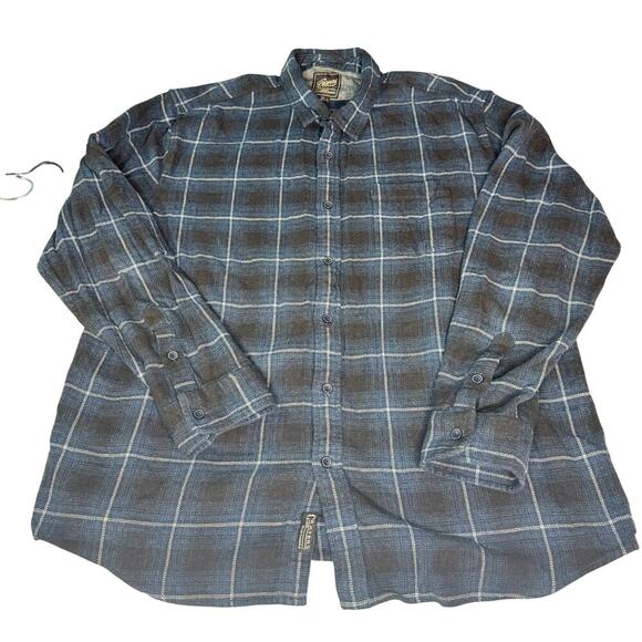 Grayers Heritage Flannels Mens XXL Heavy Cotton Button Up Shirt Blue Black Plaid - Picture 1 of 6